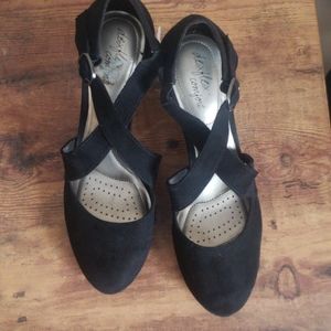 Deflex Comfort Heels Sz 9, Black Velvet